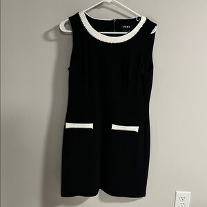 DKNY Black Classy Dress with White Trim